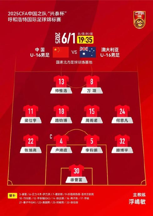 U16四国赛夺冠：09国少5-2逆转澳大利亚，替补双星79分钟后锁定胜局
